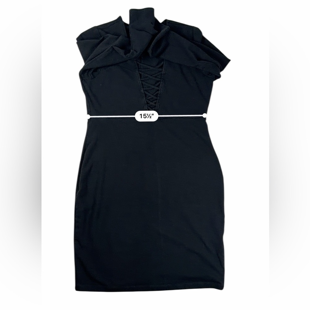 Express Women’s Black Deep V-Neck Long Sleeve Classic Bodycon Dress – Size L - Picture 13 of 17
